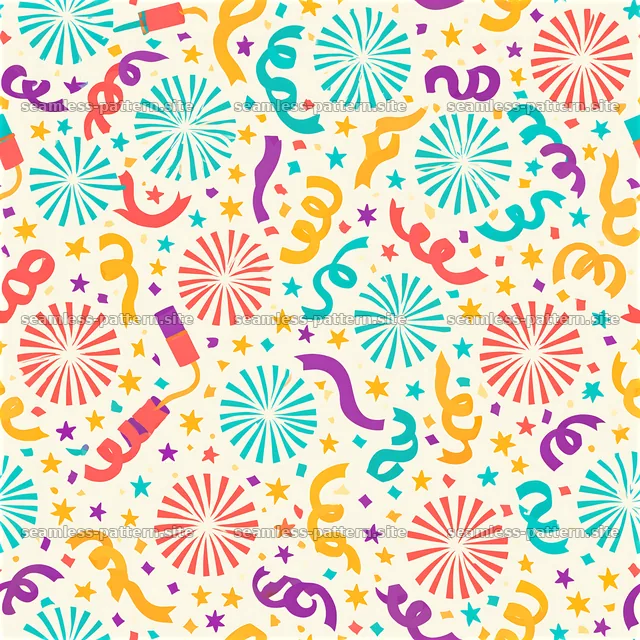 Colorful party seamless pattern with festive elements and designs — seamless tileable pattern
