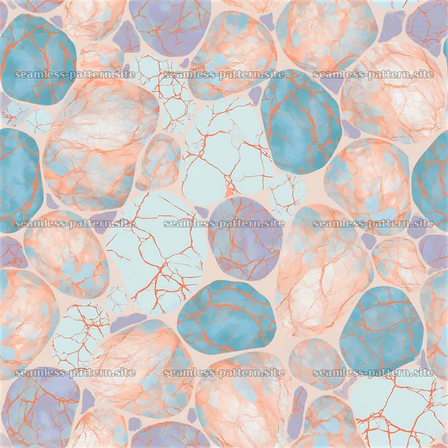 Pastel veined stone repeat pattern with light blue and orange hues — seamless tileable pattern