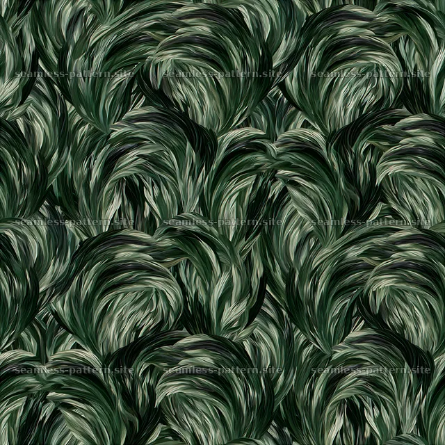 Green camouflage bird plumage repeating pattern with flowing shapes — seamless tileable pattern