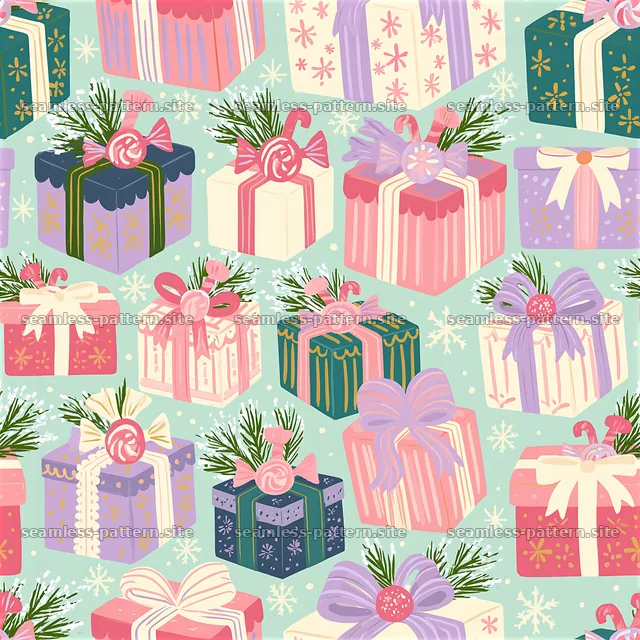 Ornate Christmas Gift Box Seamless Pattern — seamless tileable pattern