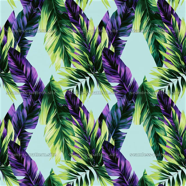 Bold tropical leaves seamless pattern in vibrant colors — seamless tileable pattern