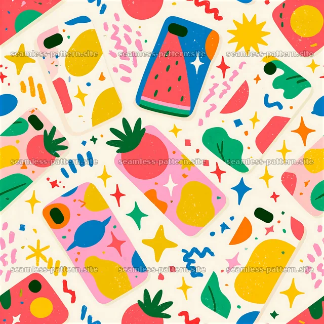 Funky colorful phone case seamless pattern — seamless tileable pattern