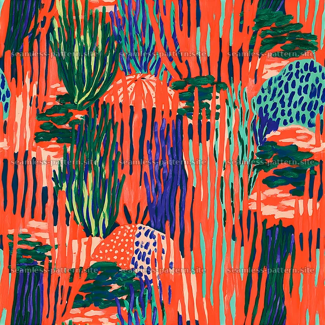 Colorful Coral Seamless Pattern with Abstract Sea Life — seamless tileable pattern