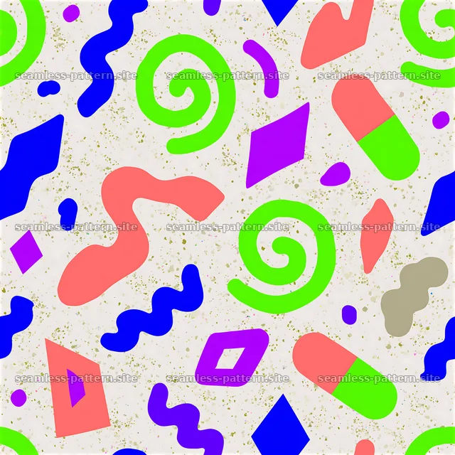 Funky abstract pattern with colorful shapes on a light background — seamless tileable pattern