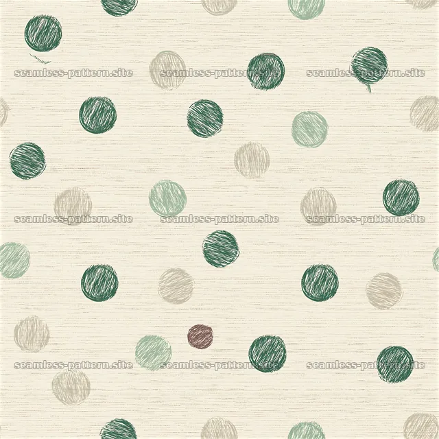 Hand-drawn green and beige circle seamless pattern — seamless tileable pattern