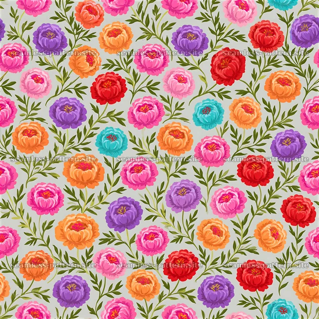 Multicolor peony seamless pattern for textile and wallpaper design — seamless tileable pattern