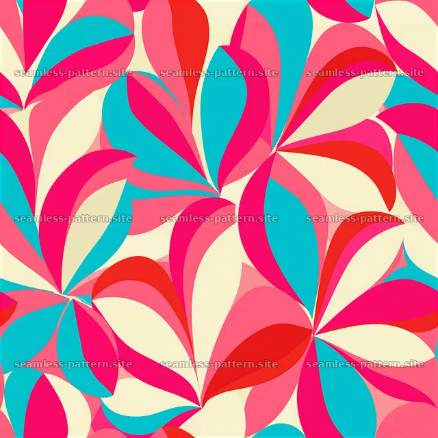 Vibrant abstract petals pattern in repeating design — seamless tileable pattern