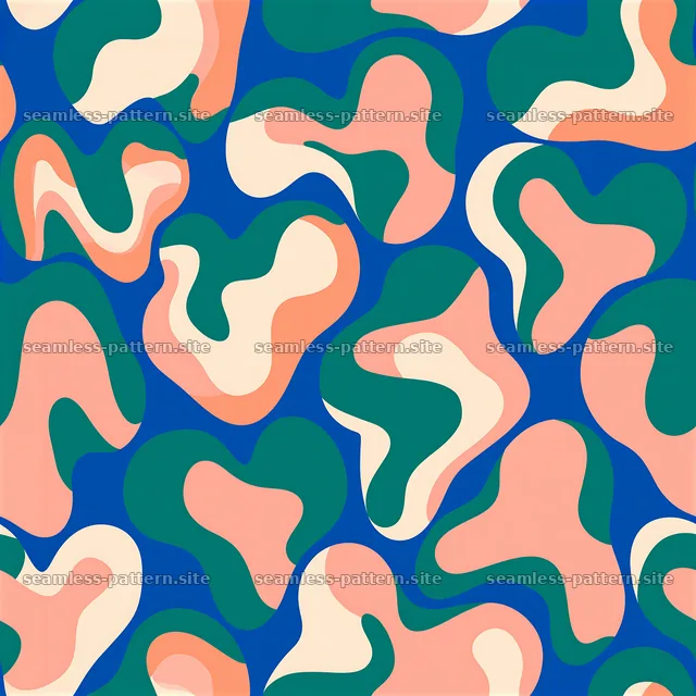 Seamless abstract heart pattern with colorful shapes — seamless tileable pattern