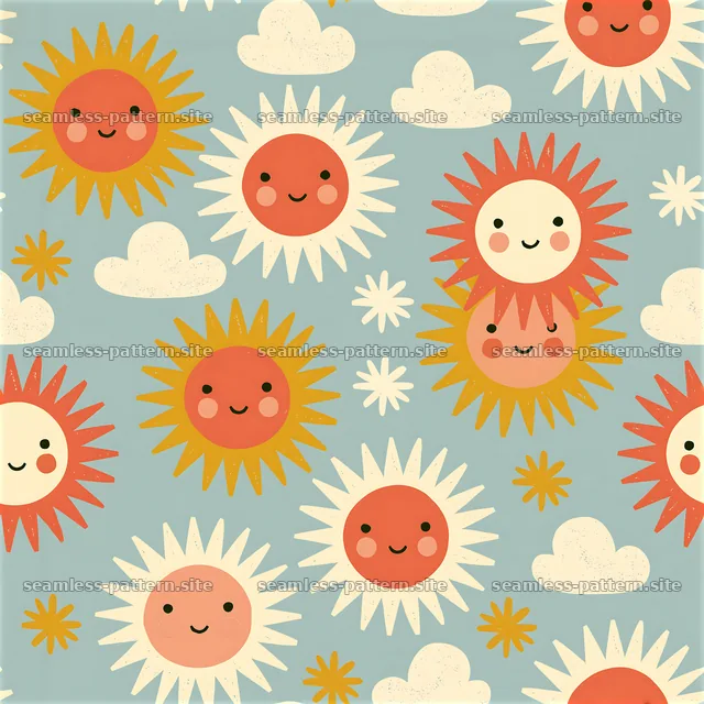 Cute sun and cloud seamless pattern for kids — seamless tileable pattern