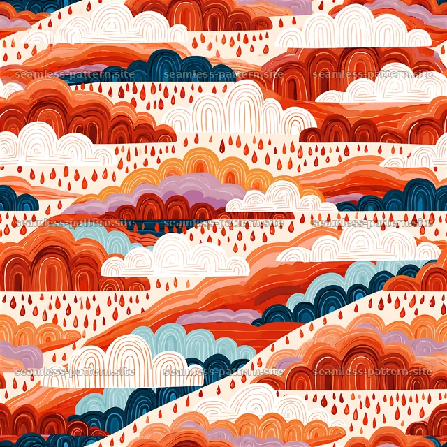 Colorful Cloud and Rain Seamless Pattern — seamless tileable pattern