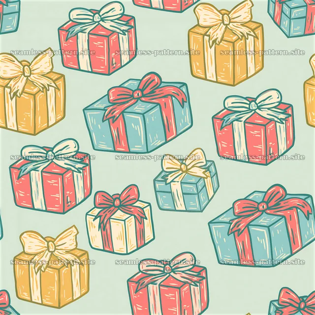 Colorful Gift Boxes and Bows Seamless Pattern — seamless tileable pattern