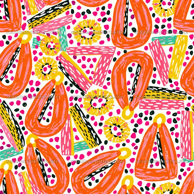 Bright abstract floral geometric seamless pattern — seamless tileable pattern