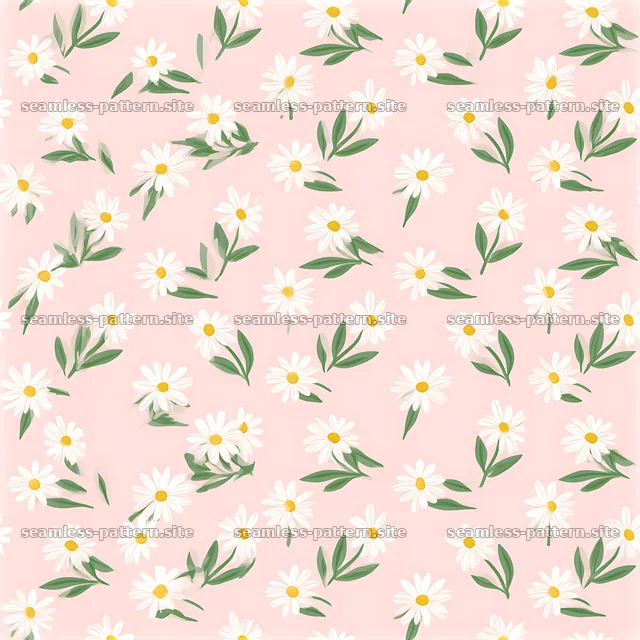 Cute Daisies on a Soft Pink Floral Background — seamless tileable pattern