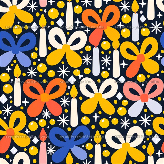 Colorful Birthday Candles and Balloon Flowers Seamless Pattern — seamless tileable pattern