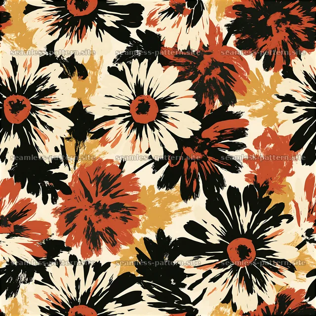Bohemian flower seamless pattern on a cream background — seamless tileable pattern