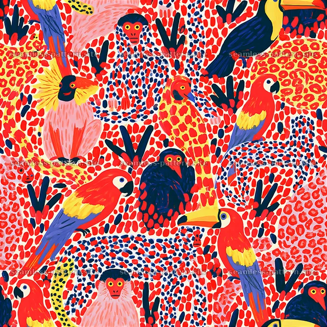 Colorful animal designs fill this seamless pattern layout — seamless tileable pattern