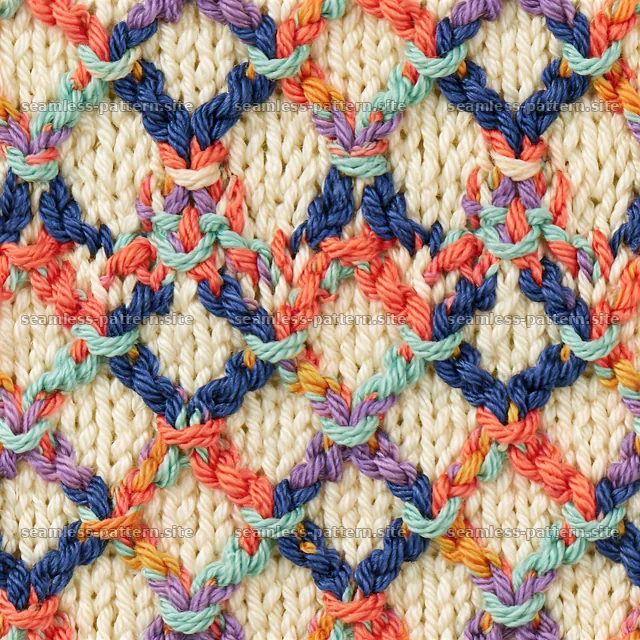 Colorful knitted floral seamless texture — seamless tileable pattern
