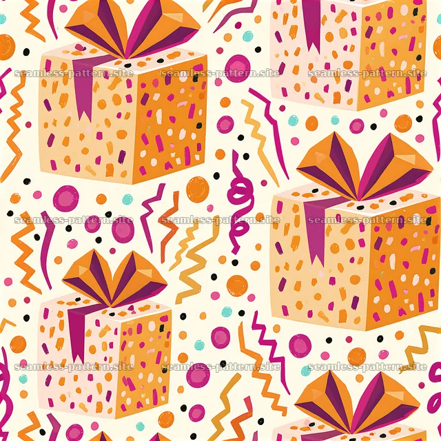 Colorful birthday gift boxes and ribbons seamless pattern — seamless tileable pattern