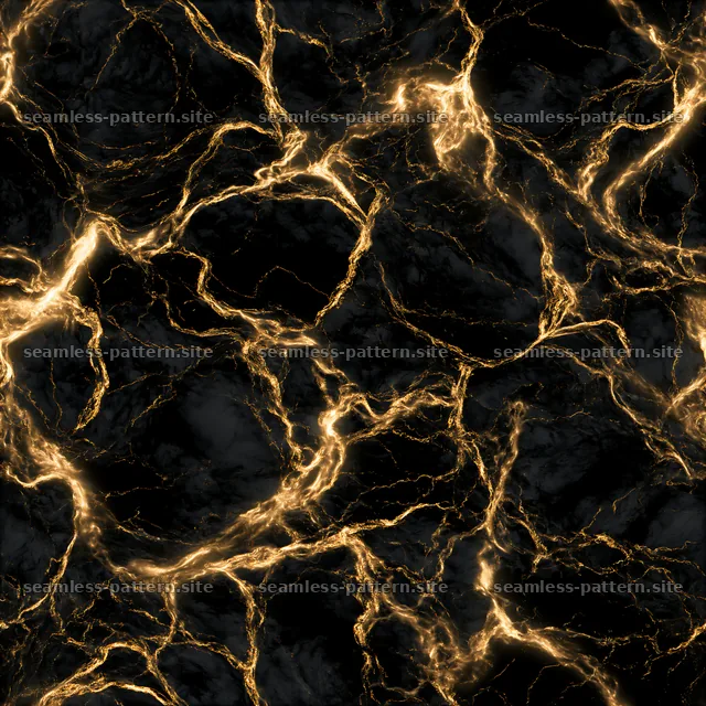 Seamless black marble pattern with gold veins and wavy designs — seamless tileable pattern