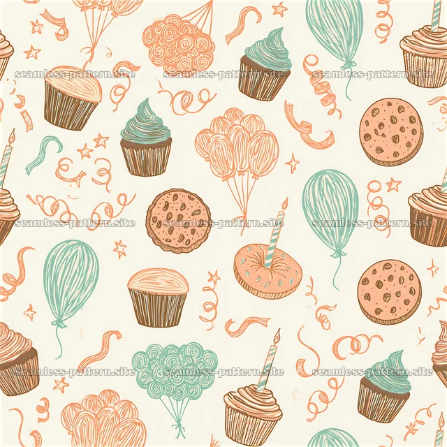 Colorful dessert themed seamless pattern for festive occasions — seamless tileable pattern