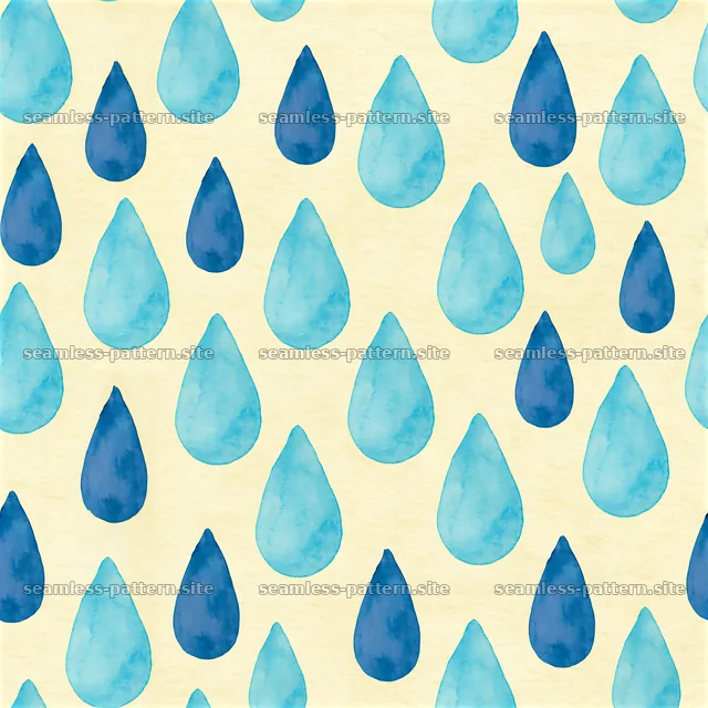 Seamless watercolor raindrop pattern in blue tones on light background — seamless tileable pattern