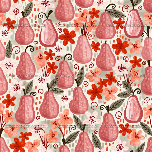 Colorful fruit and flower seamless pattern design — seamless tileable pattern