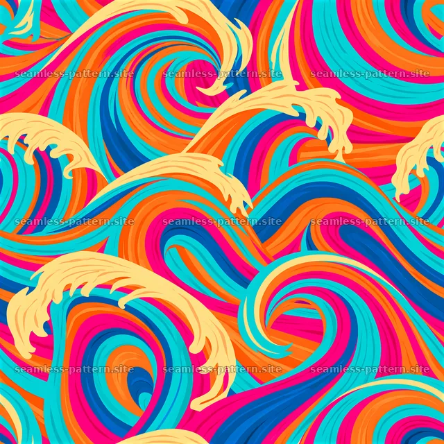 Colorful waves in bright tones creating a seamless pattern — seamless tileable pattern