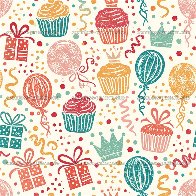 Colorful Birthday Celebration Seamless Pattern — seamless tileable pattern