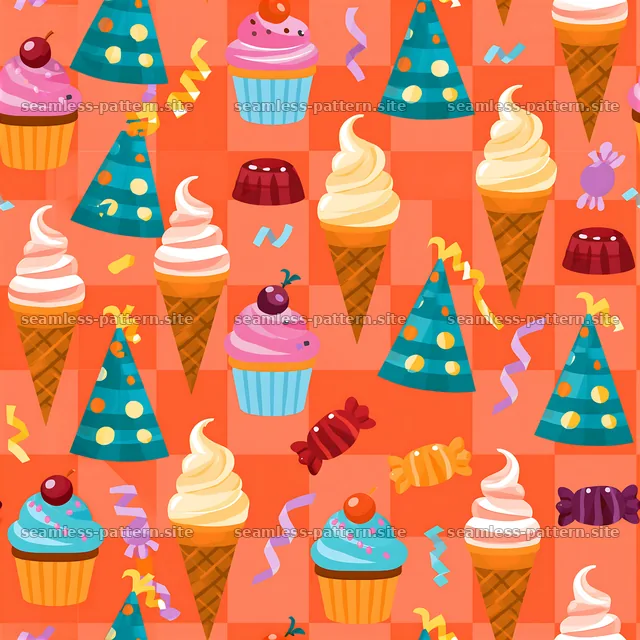 Birthday Party Sweets Seamless Pattern — seamless tileable pattern