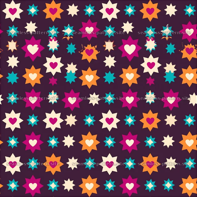 Cute Hearts and Stars Seamless Pattern — seamless tileable pattern