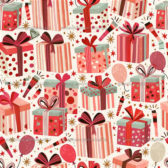 Colorful birthday presents and balloons seamless pattern — seamless tileable pattern
