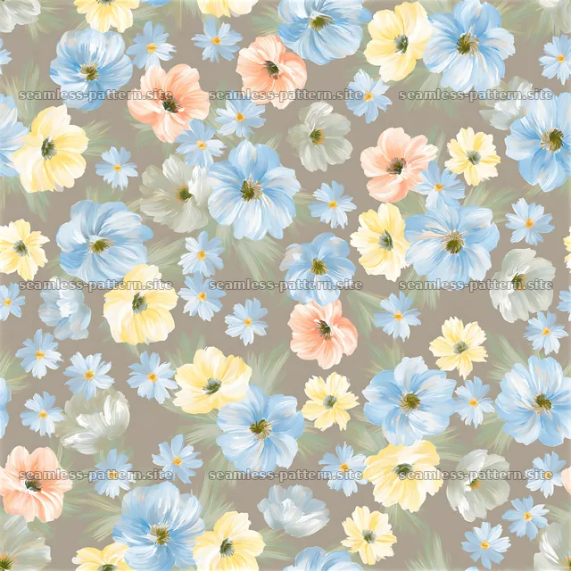 Delicate flower seamless pattern with soft colors and floral design — seamless tileable pattern