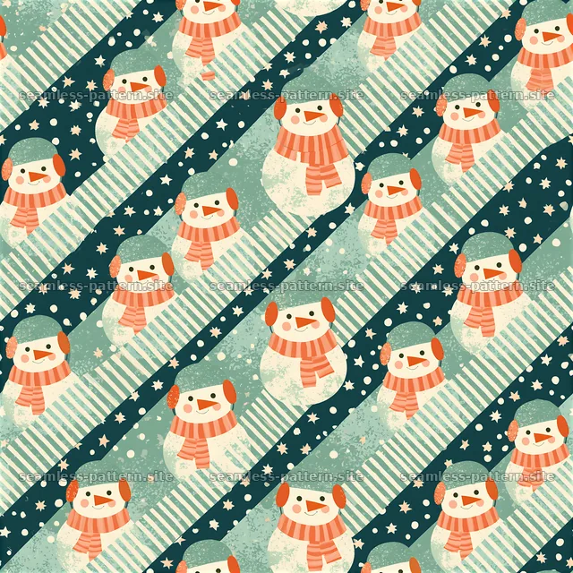 Cute snowman pattern with playful design for winter projects — seamless tileable pattern