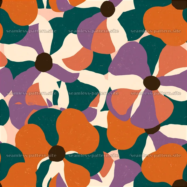 Funky retro abstract floral seamless pattern — seamless tileable pattern