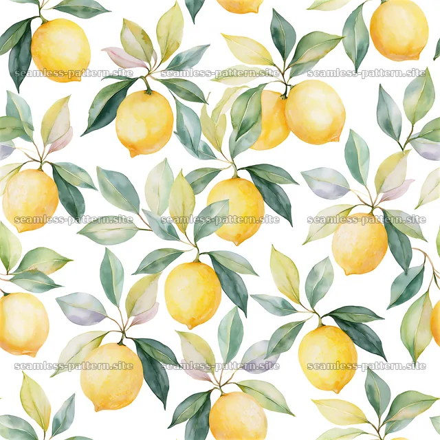 Colorful lemons and leaves seamless pattern — seamless tileable pattern