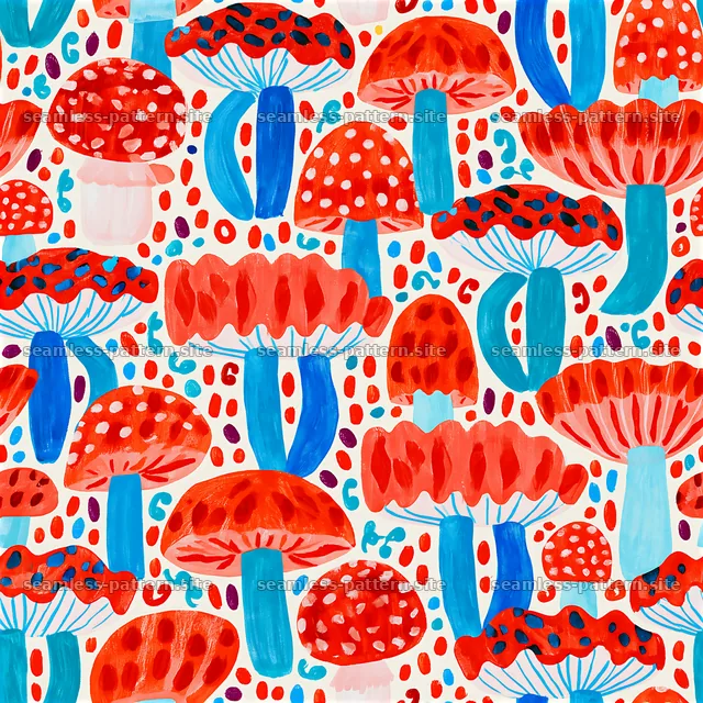 Funky Colorful Mushroom Seamless Pattern — seamless tileable pattern