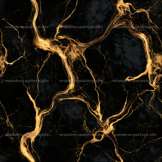Seamless black marble pattern with gold veins and intricate details — seamless tileable pattern