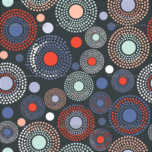 Colorful concentric polka dot circle pattern — seamless tileable pattern