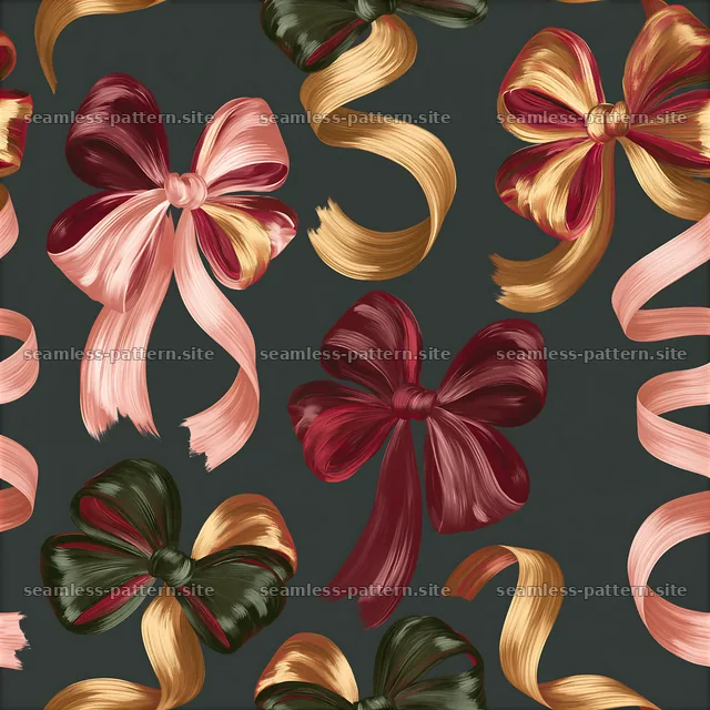 Painterly Birthday Ribbon Bows Seamless Pattern — seamless tileable pattern