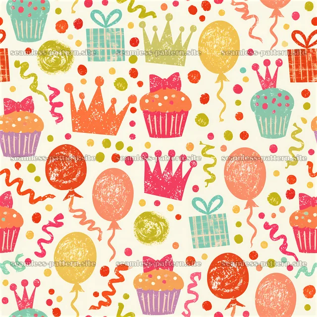 Colorful Birthday Party Celebration Seamless Pattern — seamless tileable pattern