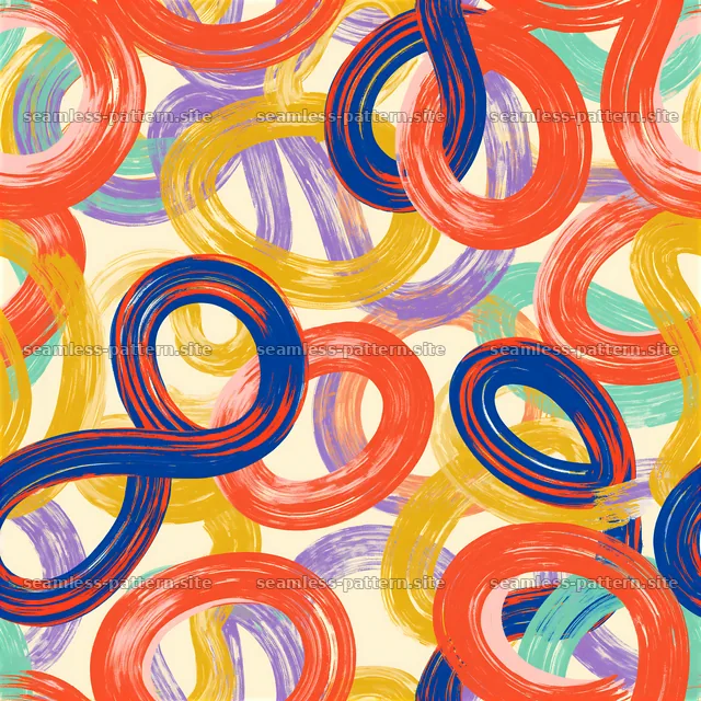 Bright brushstroke loops create an engaging seamless pattern — seamless tileable pattern