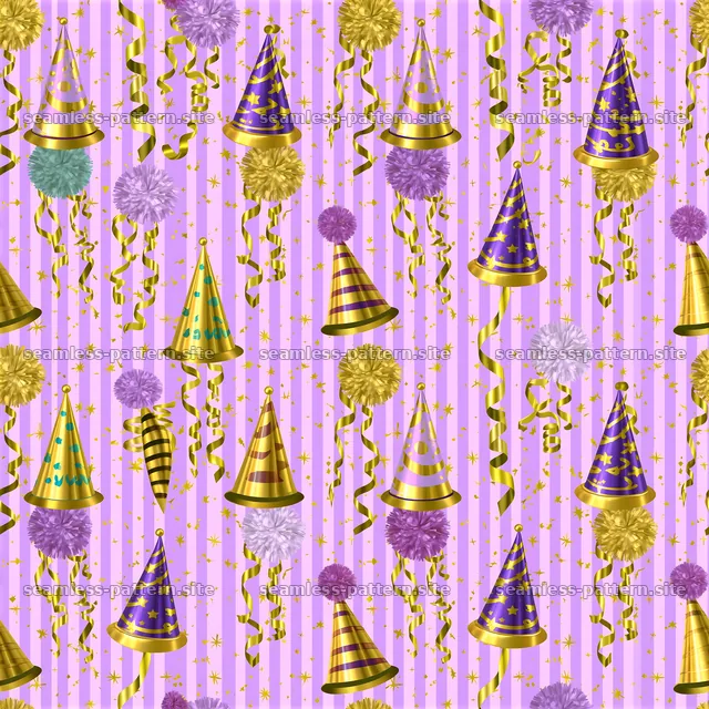 Party hats and decorations seamless pattern design — seamless tileable pattern