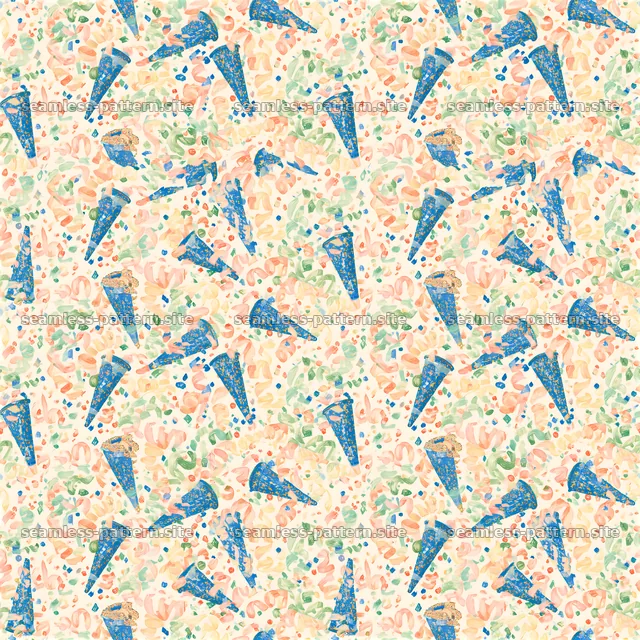 Colorful ice cream cone seamless pattern for fabric design — seamless tileable pattern