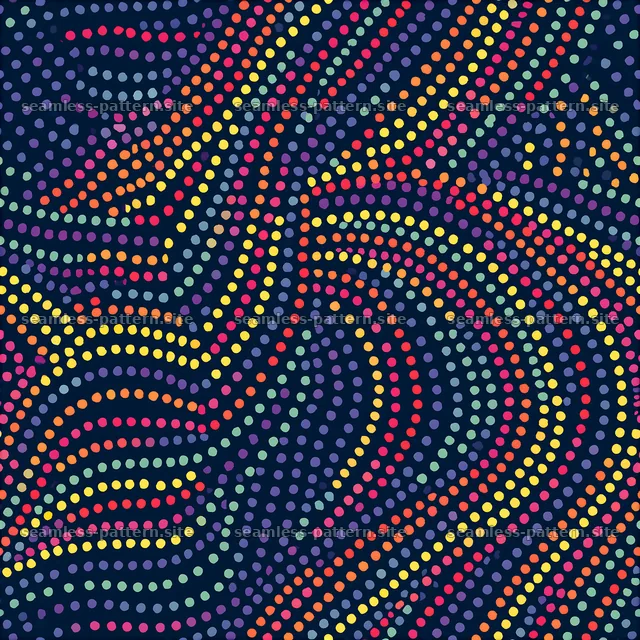 Colorful polka dot seamless pattern on dark background — seamless tileable pattern