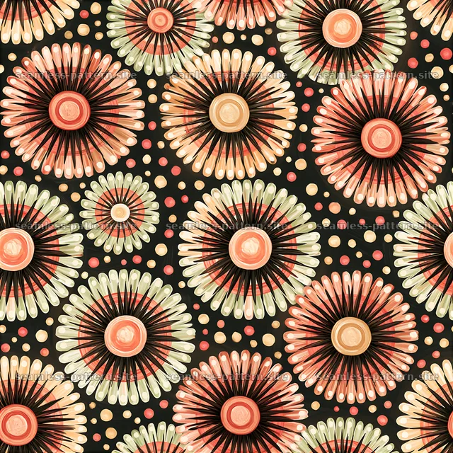 Colorful floral seamless pattern with circular designs — seamless tileable pattern