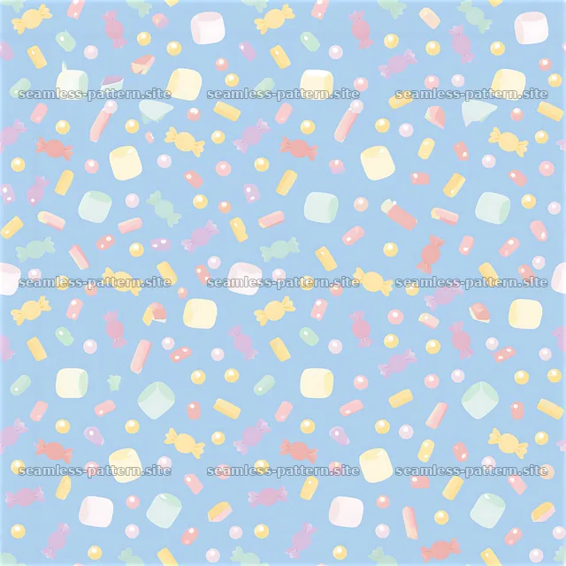 Cute Candy Seamless Pattern on Blue Background — seamless tileable pattern