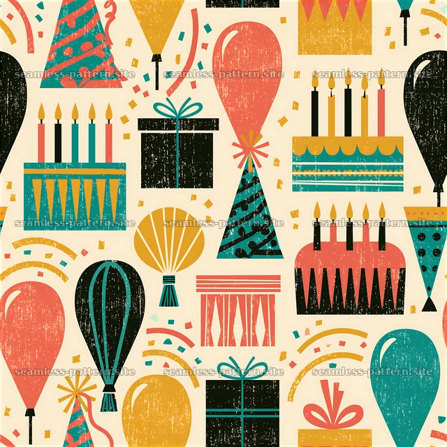 Colorful Birthday Celebration Seamless Pattern — seamless tileable pattern