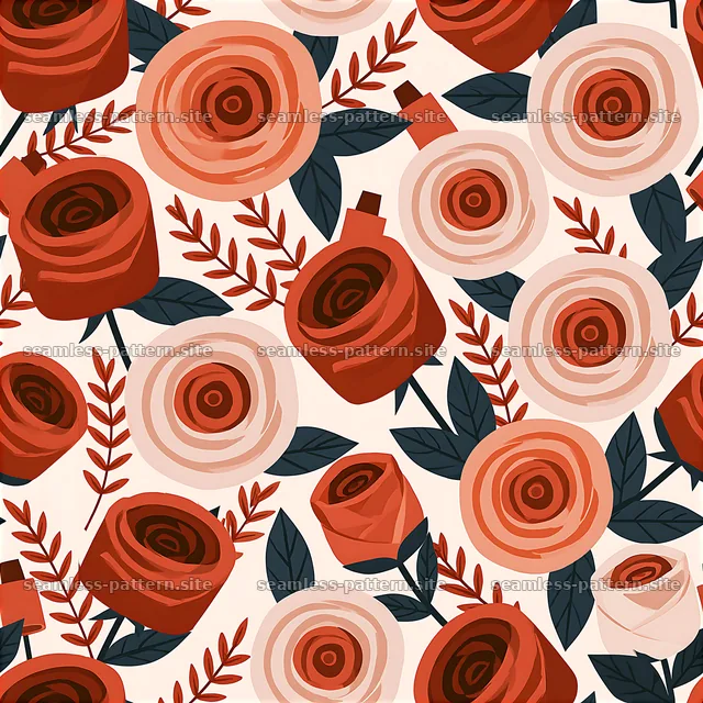 Colorful rose seamless pattern with red and pink floral design — seamless tileable pattern