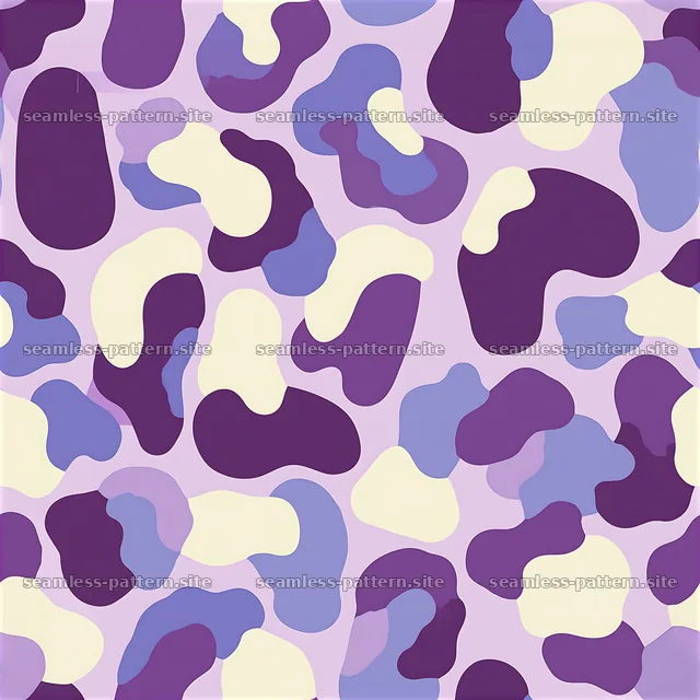 Purple blob camouflage repeat pattern in pastel colors — seamless tileable pattern