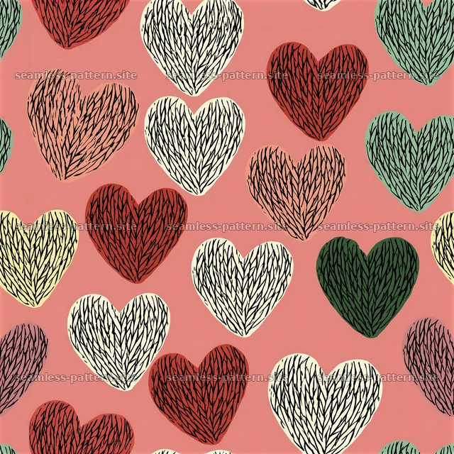 Seamless heart knitted pattern in pastel colors — seamless tileable pattern